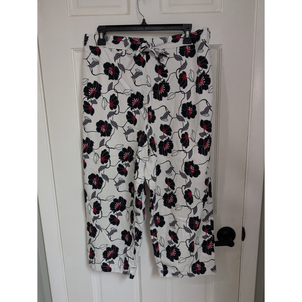 Bobbie Brooks Women's Size XL (18) Wide Leg floral cropped pants